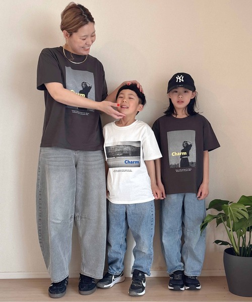 PUAL CE CIN（ピュアルセシン）の「【KIDS】CharmフォトプリントTシャツ（Tシャツ/カットソー・キッズ・オフホワイト/チャコールグレー・MEDIUM）」の16枚目の写真