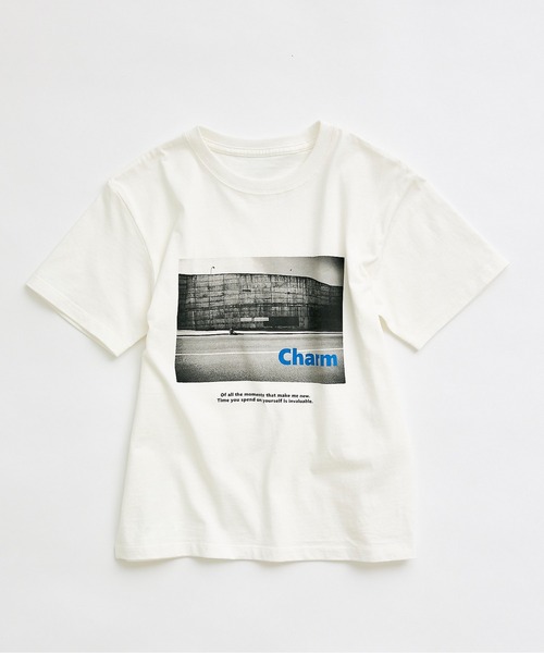PUAL CE CIN（ピュアルセシン）の「【KIDS】CharmフォトプリントTシャツ（Tシャツ/カットソー・キッズ・オフホワイト/チャコールグレー・MEDIUM）」の7枚目の写真