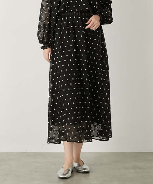 MELROSE claire(メルローズ クレール)の「【カットジャガードドットプリントスカート】(スカート・レディース・ブラック/サックスブルー/アイボリー・FREE)」の3枚目の写真