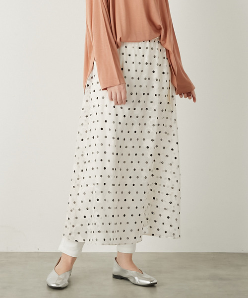 MELROSE claire(メルローズ クレール)の「【カットジャガードドットプリントスカート】(スカート・レディース・ブラック/サックスブルー/アイボリー・FREE)」の5枚目の写真