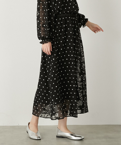 MELROSE claire(メルローズ クレール)の「【カットジャガードドットプリントスカート】(スカート・レディース・ブラック/サックスブルー/アイボリー・FREE)」の19枚目の写真