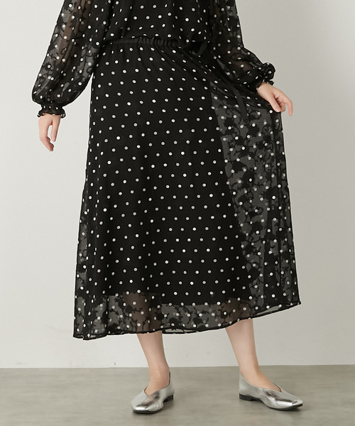 MELROSE claire(メルローズ クレール)の「【カットジャガードドットプリントスカート】(スカート・レディース・ブラック/サックスブルー/アイボリー・FREE)」の20枚目の写真