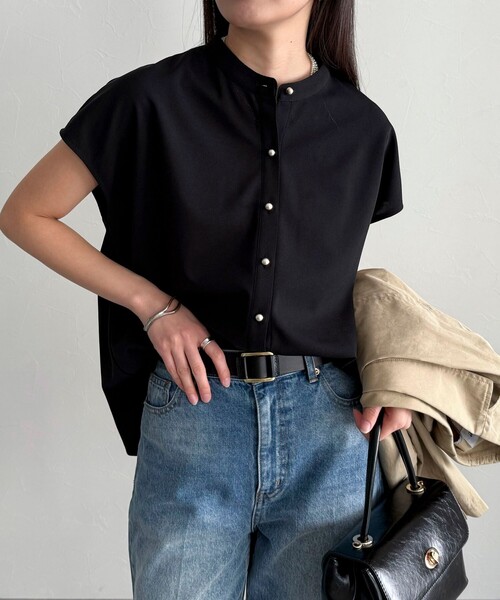 fredy emue（フレディエミュ）の「《セットアップ対応》ジョーゼットフレンチスリーブブラウス（シャツ/ブラウス・レディース・チャコールグレー/ブラック/アイボリー・38）」の3枚目の写真