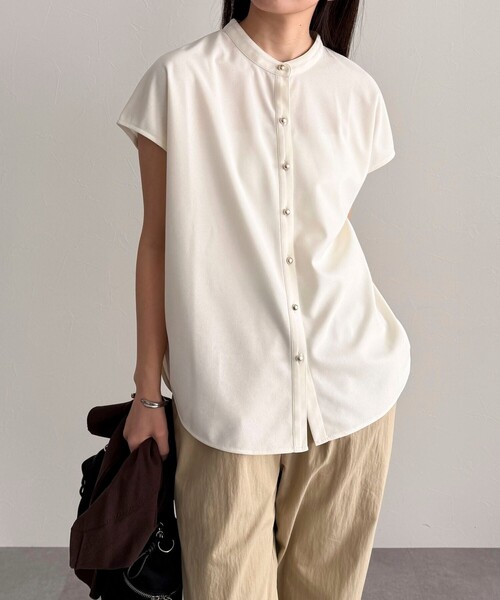 fredy emue（フレディエミュ）の「《セットアップ対応》ジョーゼットフレンチスリーブブラウス（シャツ/ブラウス・レディース・チャコールグレー/ブラック/アイボリー・38）」の13枚目の写真