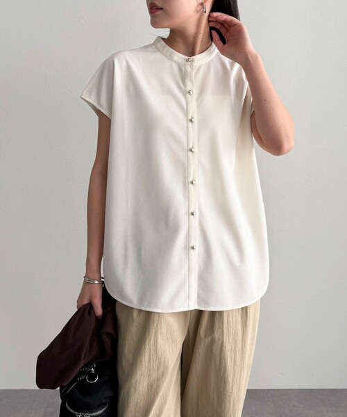 fredy emue（フレディエミュ）の「《セットアップ対応》ジョーゼットフレンチスリーブブラウス（シャツ/ブラウス・レディース・チャコールグレー/ブラック/アイボリー・38）」の14枚目の写真