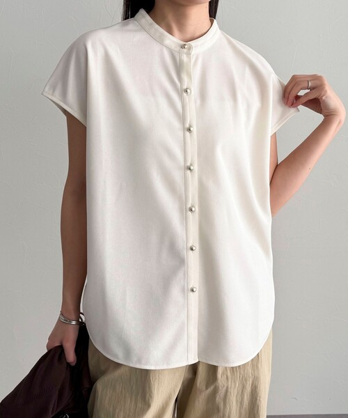 fredy emue（フレディエミュ）の「《セットアップ対応》ジョーゼットフレンチスリーブブラウス（シャツ/ブラウス・レディース・チャコールグレー/ブラック/アイボリー・38）」の15枚目の写真