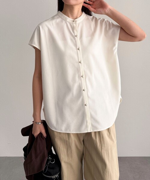 fredy emue（フレディエミュ）の「《セットアップ対応》ジョーゼットフレンチスリーブブラウス（シャツ/ブラウス・レディース・チャコールグレー/ブラック/アイボリー・38）」の16枚目の写真