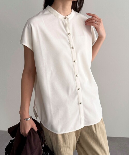 fredy emue（フレディエミュ）の「《セットアップ対応》ジョーゼットフレンチスリーブブラウス（シャツ/ブラウス・レディース・チャコールグレー/ブラック/アイボリー・38）」の17枚目の写真