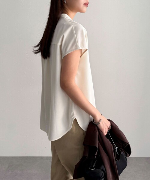 fredy emue（フレディエミュ）の「《セットアップ対応》ジョーゼットフレンチスリーブブラウス（シャツ/ブラウス・レディース・チャコールグレー/ブラック/アイボリー・38）」の18枚目の写真