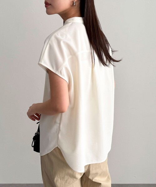 fredy emue（フレディエミュ）の「《セットアップ対応》ジョーゼットフレンチスリーブブラウス（シャツ/ブラウス・レディース・チャコールグレー/ブラック/アイボリー・38）」の19枚目の写真