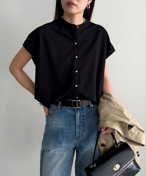 fredy emue（フレディエミュ）の「《セットアップ対応》ジョーゼットフレンチスリーブブラウス（シャツ/ブラウス・レディース・チャコールグレー/ブラック/アイボリー・38）」の22枚目の写真