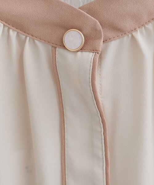 natural couture（ナチュラルクチュール）の「デザイン釦配色フレア袖ブラウス（シャツ/ブラウス・レディース・グレー/オフホワイト/ドット/ネイビー/モカ/ホワイト系その他・FREE）」の17枚目の写真