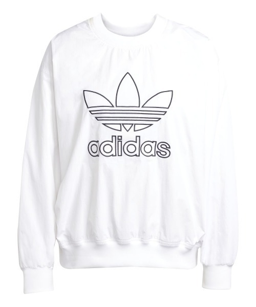 adidas(アディダス)の「adidas Originals ADICOLOR WOVEN NYLON OUTLINE TREFOIL CREW(アディダスオリジナルス アディカラー ウーブンナイロン アウトライントレフォイル クルーネックスウェット)(スウェット・レディース・ホワイト・SMALL/MEDIUM/LARGE)」の2枚目の写真