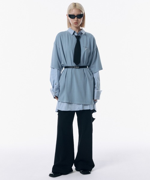 シャツ+ブラウス(長袖+七分) JOSEMOON STRIPE SHIRT jose moon JOSEMOON STRIPE SHIRT/ジョゼムーンストライプシャツ（シャツ