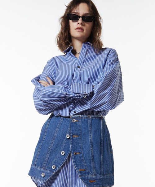 JOSE MOON（ジョゼムーン）の「JOSEMOON STRIPE SHIRT/ジョゼムーンストライプシャツ（シャツ/ブラウス・レディース・ホワイト/ピンク/サックスブルー/ブルー/ベージュ・FREE）」の6枚目の写真