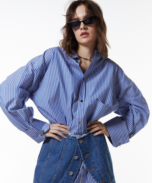 JOSE MOON（ジョゼムーン）の「JOSEMOON STRIPE SHIRT/ジョゼムーンストライプシャツ（シャツ/ブラウス・レディース・ホワイト/ピンク/サックスブルー/ブルー/ベージュ・FREE）」の7枚目の写真