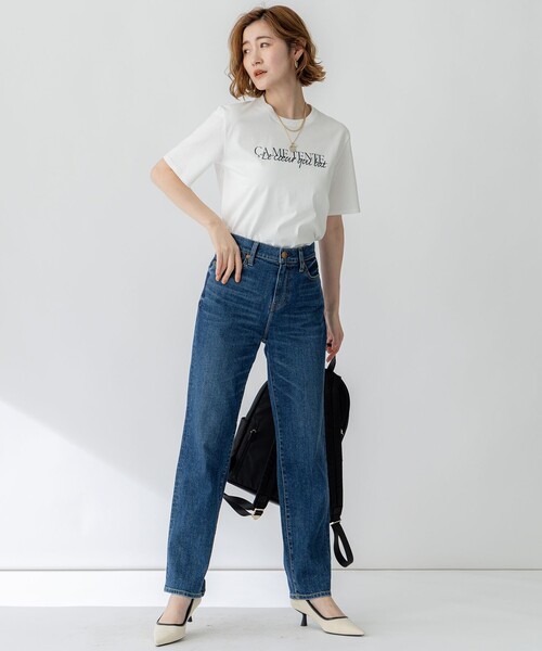 23区 S（ニジュウサンクチイサイサイズ）の「【洗える】CA ME TENTE ロゴ TEE（Tシャツ/カットソー・レディース・サックスブルー系/ホワイト系/ブラック系/カーキ系・32）」の5枚目の写真