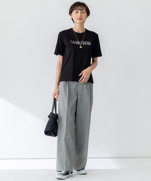 23区 S（ニジュウサンクチイサイサイズ）の「【洗える】CA ME TENTE ロゴ TEE（Tシャツ/カットソー・レディース・サックスブルー系/ホワイト系/ブラック系/カーキ系・32）」の9枚目の写真
