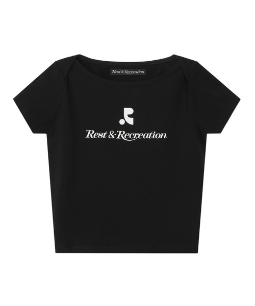Rest & Recreation ロゴ入り黒クロップドTシャツ Rest & Recreation クロップドTシャツ ブラック/ホワイト - メルカリ