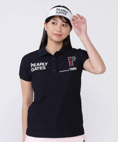 PEARLY GATES(パーリーゲイツ)の「【PEARLY GATES】SPX FD150d×FD30/1裏使ツイル半袖ポロシャツ(ポロシャツ・レディース・ホワイト/ピンク/ネイビー/ブルー・MEDIUM/LARGE)」の2枚目の写真
