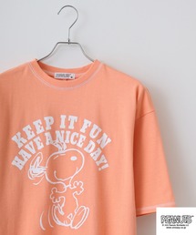 PEANUTS ステッチ配色へビーウエイトトロップショルダーTシャツ