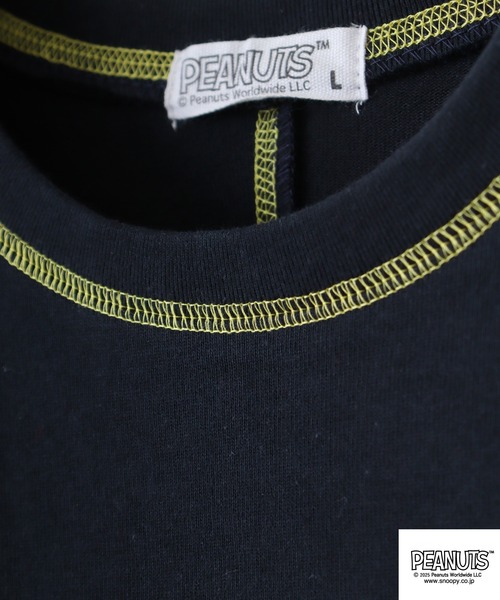 PEANUTS(ピーナッツ)の「PEANUTS ステッチ配色へビーウエイトトロップショルダーTシャツ(Tシャツ/カットソー・メンズ・ネイビー/イエロー/ピンク系・M/L/LL)」の7枚目の写真