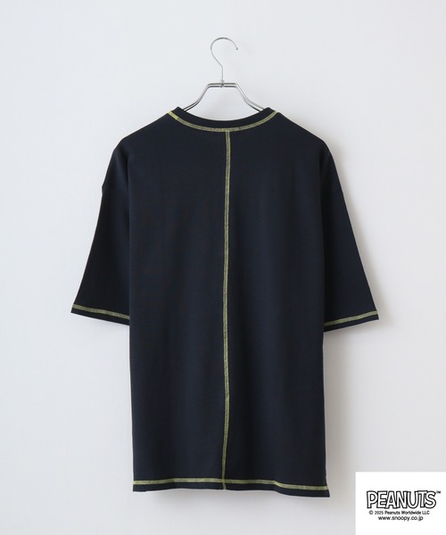 PEANUTS(ピーナッツ)の「PEANUTS ステッチ配色へビーウエイトトロップショルダーTシャツ(Tシャツ/カットソー・メンズ・ネイビー/イエロー/ピンク系・M/L/LL)」の11枚目の写真
