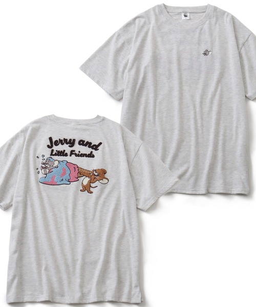 Tom&Jerry(トムアンドジェリー)の「【Tom & Jerry/トム & ジェリー】 アートワークデザイン サガラ刺繍 半袖 Tシャツ(Tシャツ/カットソー・レディース・ダークネイビー/ミント/オートミール/イエロー・M/L)」の1枚目の写真
