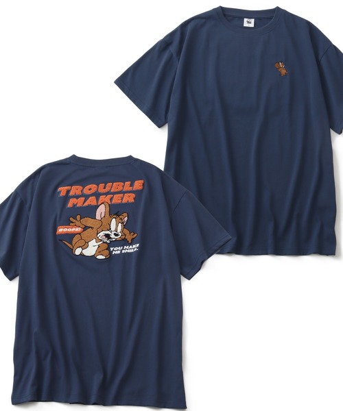 Tom&Jerry(トムアンドジェリー)の「【Tom & Jerry/トム & ジェリー】 アートワークデザイン サガラ刺繍 半袖 Tシャツ(Tシャツ/カットソー・レディース・ダークネイビー/ミント/オートミール/イエロー・M/L)」の3枚目の写真