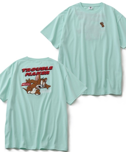 Tom&Jerry(トムアンドジェリー)の「【Tom & Jerry/トム & ジェリー】 アートワークデザイン サガラ刺繍 半袖 Tシャツ(Tシャツ/カットソー・レディース・ダークネイビー/ミント/オートミール/イエロー・M/L)」の2枚目の写真