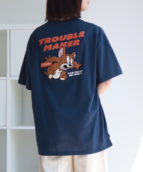 Tom&Jerry(トムアンドジェリー)の「【Tom & Jerry/トム & ジェリー】 アートワークデザイン サガラ刺繍 半袖 Tシャツ(Tシャツ/カットソー・レディース・ダークネイビー/ミント/オートミール/イエロー・M/L)」の14枚目の写真