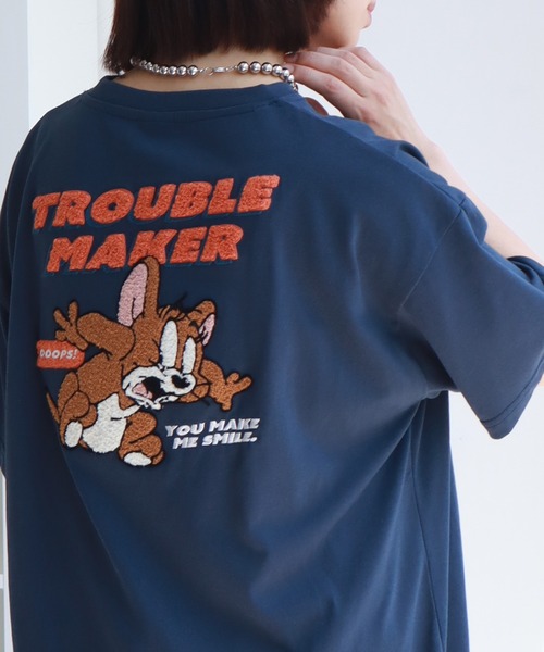 Tom&Jerry(トムアンドジェリー)の「【Tom & Jerry/トム & ジェリー】 アートワークデザイン サガラ刺繍 半袖 Tシャツ(Tシャツ/カットソー・レディース・ダークネイビー/ミント/オートミール/イエロー・M/L)」の10枚目の写真