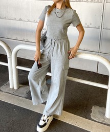 シルバープレートTシャツカーゴパンツセットアップ