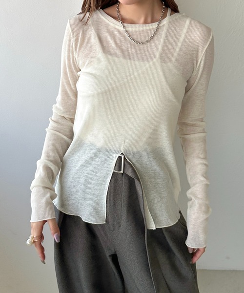 apres jour clair(アプレジュールクレア)の「【apres jour clair】2WAYシアートップス(Tシャツ/カットソー・レディース・アイボリー/ブラック/ブルー・フリー/X-LARGE)」の7枚目の写真