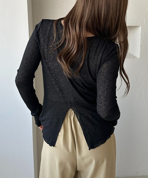 apres jour clair(アプレジュールクレア)の「【apres jour clair】2WAYシアートップス(Tシャツ/カットソー・レディース・アイボリー/ブラック/ブルー・フリー/X-LARGE)」の16枚目の写真