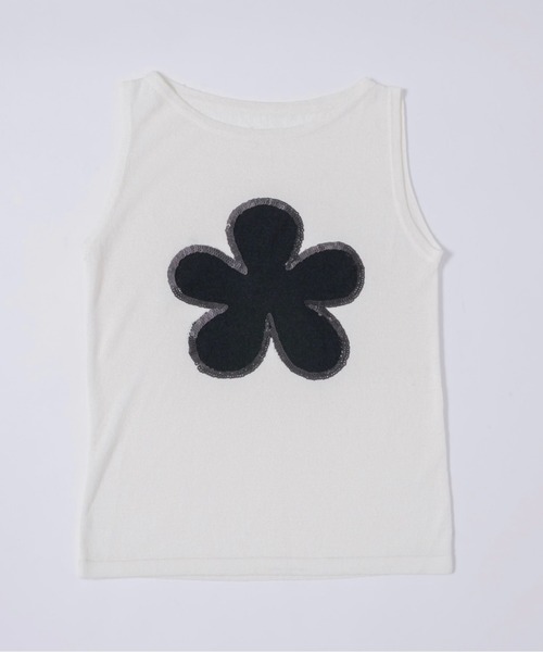 flower motif spangle sleeve-less NT / スパンコールフラワー