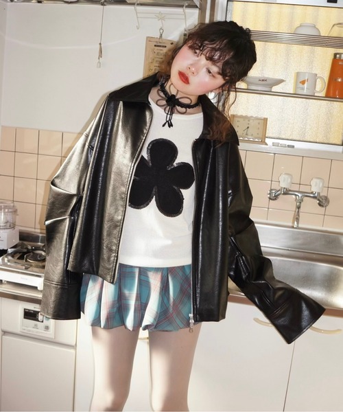 musubore（ムスボレ）の「flower motif spangle sleeve-less NT / スパンコールフラワーニット（タンクトップ・レディース・ピンク/ブラック/カーキ・FREE）」の20枚目の写真
