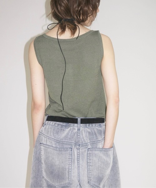 flower motif spangle sleeve-less NT / スパンコールフラワー