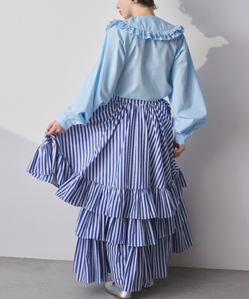 PERNA（ペルナ）の「ストライプティアードスカート（スカート・レディース・ピンク/ブルー・FREE）」の18枚目の写真