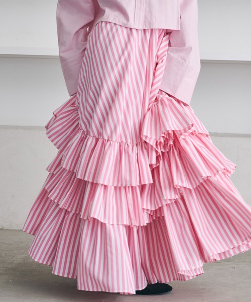 ストライプティアードスカート（スカート）｜PERNA（ペルナ）の