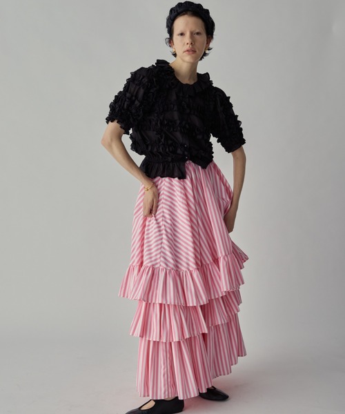 PERNA ペルナ　ストライプティアードスカート PERNA（ペルナ） スカート ストライプティアードスカート : ZOZOTOWN