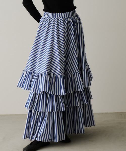 PERNA（ペルナ）の「ストライプティアードスカート（スカート・レディース・ピンク/ブルー・FREE）」の11枚目の写真