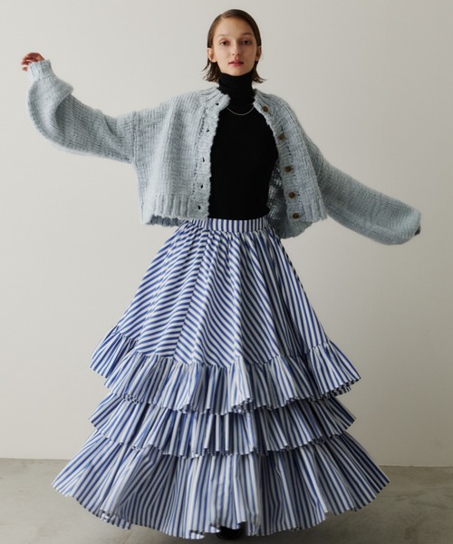 PERNA ペルナ　ストライプティアードスカート PERNA（ペルナ） スカート ストライプティアードスカート : ZOZOTOWN