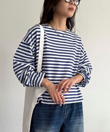 fredy emue | ボーダーハートパッチプルオーバーカットソー(Tシャツ/カットソー)