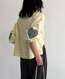 fredy emue | ボーダーハートパッチプルオーバー(Tシャツ/カットソー)