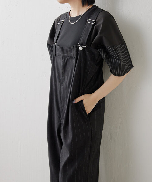 ear PAPILLONNER（イアパピヨネ）の「ワイドサロペット【SUM1 STYLE(スミスタイル)】（サロペット/オーバーオール・レディース・ブラック・FREE）」の16枚目の写真