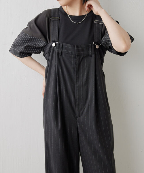 ear PAPILLONNER（イアパピヨネ）の「ワイドサロペット【SUM1 STYLE(スミスタイル)】（サロペット/オーバーオール・レディース・ブラック・FREE）」の14枚目の写真