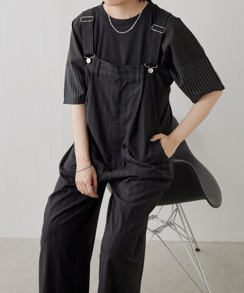 ear PAPILLONNER（イアパピヨネ）の「ワイドサロペット【SUM1 STYLE(スミスタイル)】（サロペット/オーバーオール・レディース・ブラック・FREE）」の13枚目の写真