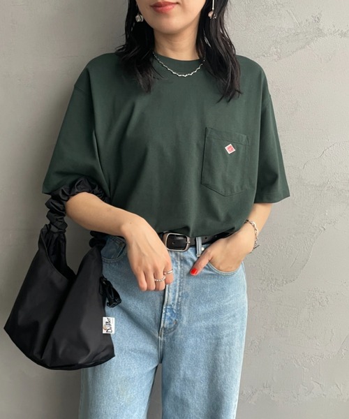 DANTON（ダントン）の「[DANTON/ダントン] ワンポイントロゴ ポケットTシャツ（Tシャツ/カットソー・レディース・グレイッシュベージュ/サックスブルー/アイボリー/ブラック/ダークグリーン/チャコールグレー/ライトグレー/ホワイト/ネイビー・S/M/L/XL/XXL）」の7枚目の写真