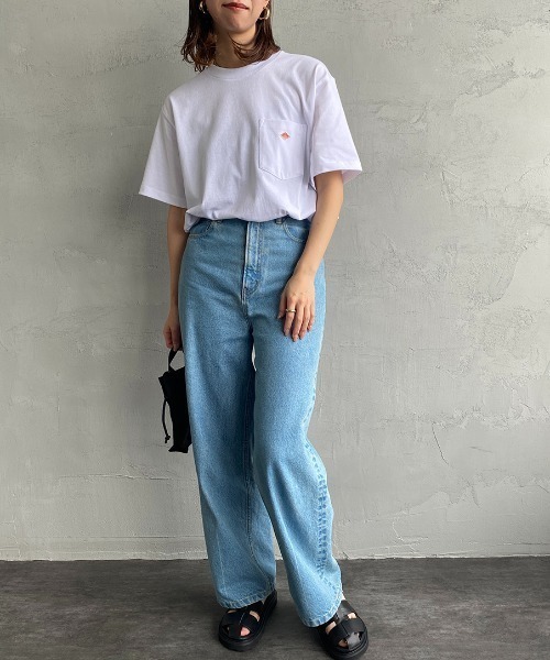 DANTON（ダントン）の「[DANTON/ダントン] ワンポイントロゴ ポケットTシャツ（Tシャツ/カットソー・レディース・グレイッシュベージュ/サックスブルー/アイボリー/ブラック/ダークグリーン/チャコールグレー/ライトグレー/ホワイト/ネイビー・S/M/L/XL/XXL）」の10枚目の写真